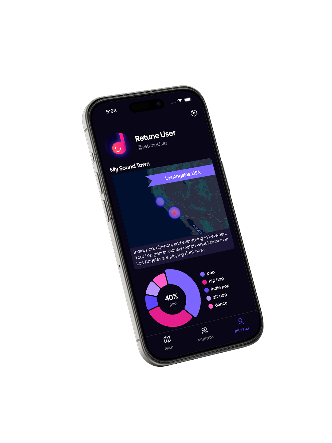 Retune App Screen 1